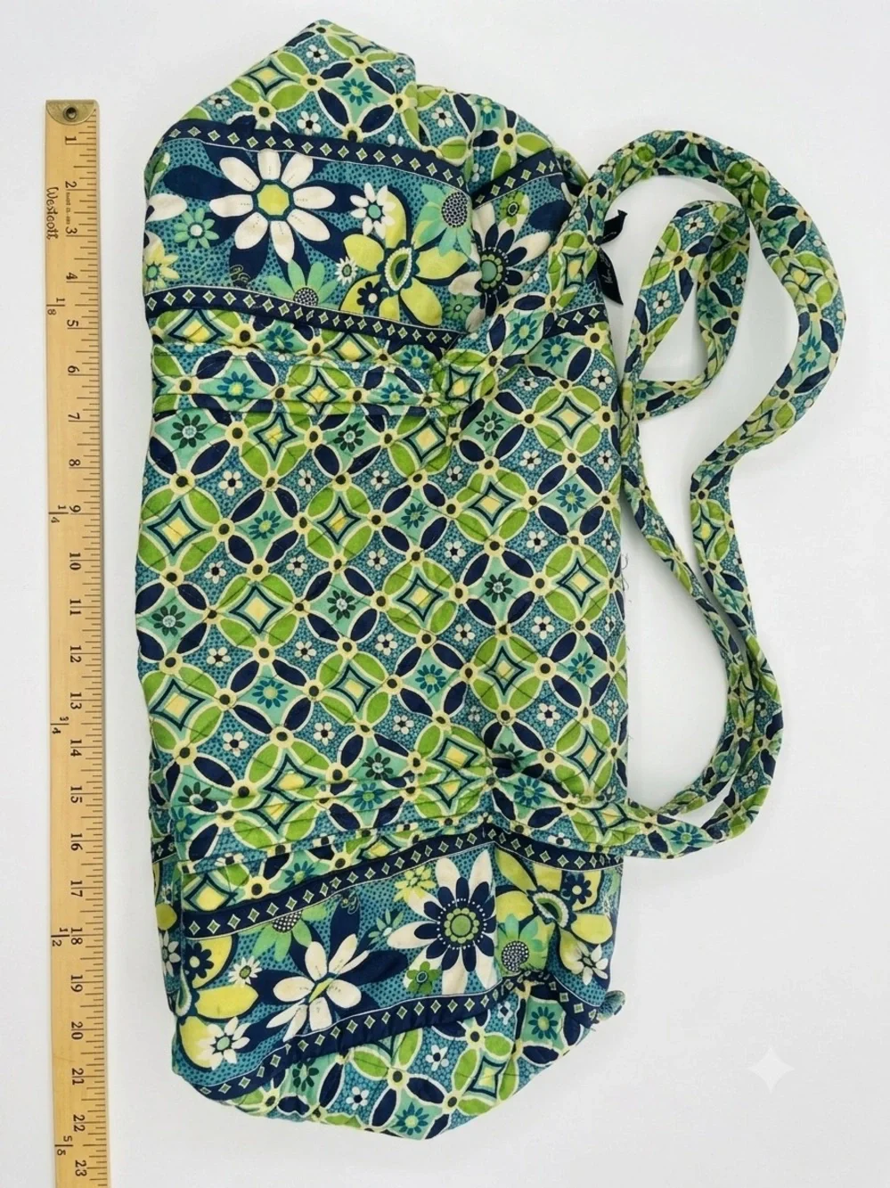 Vera Bradley Blue Green Floral Quilted Duffle - Picture 1 of 4